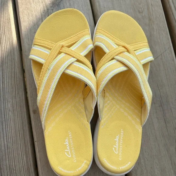 Clarks Shoes Clarks Yellow Sandals With Crisscross Design